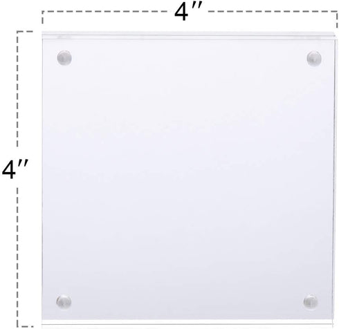 2 Pack 4x4 4x4 Set 10 10MM TWING Acrylic Picture Frame, Horizontal Magnet Double Sided Picture Frame with Microfiber