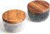 Large White Marble Base Wood Cover Salt Box with Spoon, Solid Natural Acacia Lid, Elegant Design Decorative Boxes, Big
