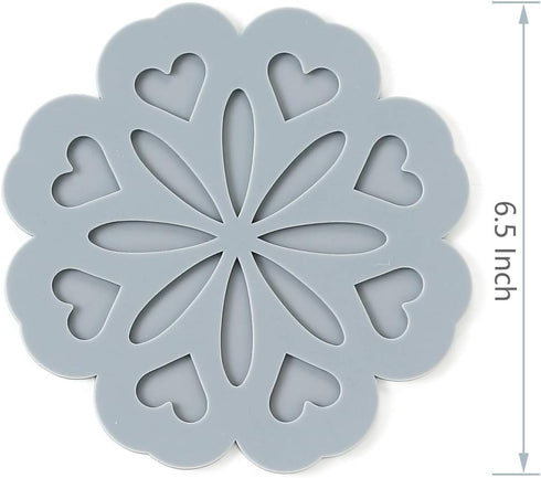 Set of 4 Silicone Trivet Mats - Hot Pot Holder for Table & Countertop, Non-Slip & Heat Resistant (Teal)
