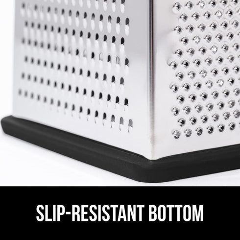 GORILLA GRIP XL 4-Sided Cheese Grater with Container, BPA-Free Stainless Steel Box Grater, Black