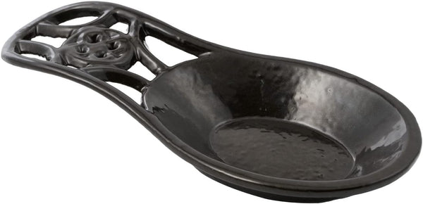 Cooking Spoon Rest for Stove Top, Cast Iron Utensil Holder, Heavy Duty Kitchen Accessories, Dishwasher Safe, Coffee Gold
