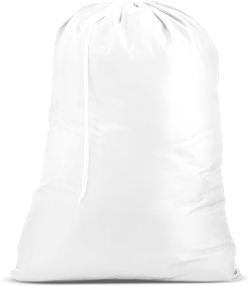 Nylon XL Laundry Bag - Locking Drawstring Closure, Machine Washable, Fits Laundry Basket, White, 30" x 40"