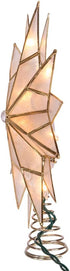 Kurt S. Adler UL3141 9.84" Brass Plated 7-Point Double Tip Capiz Star Tree Topper with Center Gem