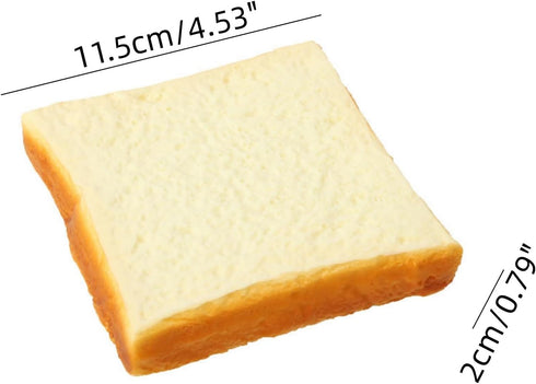 2PCS 4.33 Inches Countertops Fake White Toast Slices Realistic Artificial Bread Decor for Kitchen Bakery Display Food