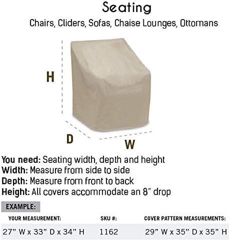 1116-TN Protective Covers Weatherproof Ottoman Cover, Large, Tan