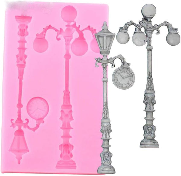 Vintage Street Lamp Silicone Mold for DIY Cupcake Decoration, Fondant Mold for Desserts, Soap Mould