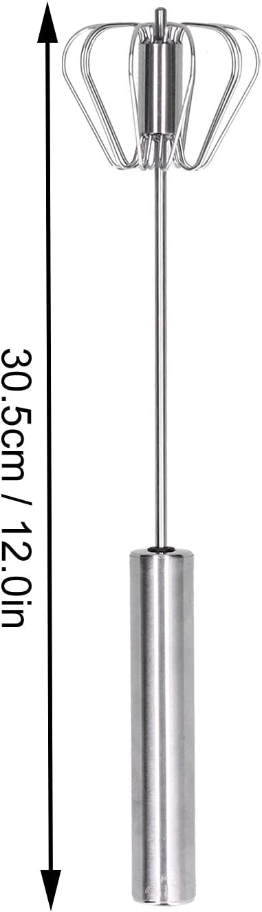 Stainless Steel Whisks, Semi-Automatic Egg Beater, Milk Frother, Hand Push Mixers for Home Kitchen (12in)