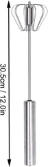 Stainless Steel Whisks, Semi-Automatic Egg Beater, Milk Frother, Hand Push Mixers for Home Kitchen (12in)
