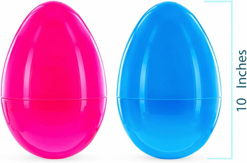 Set 2 10 Inches BestPysanky of Pink and Blue Giant Jumbo Large Size Fillable Plastic Easter Eggs
