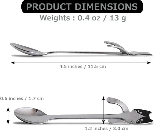 Japanese Crafted Metal Tea Spoons - Hookable Designs for Cups, Ideal for Tea Time & Breakfast - Durable, Hand Wash Recommended - Gift for Family and Friends - Made in Tsubame City (Tuxedo Cat), 10223