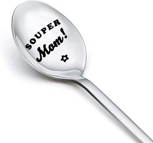 Funny Mothers Day Gifts for Mom - Souper Mom Spoon for Coffee, Tea, Ice Cream Lovers, Birthday Gift for Mom