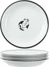 Cute Cartoon Gentleman and Dot Cat Ceramic Seasoning Dishes Sauce Dish Sushi Dipping Bowl Appetizer Plates Tea Bag Holder Serving Dish for Kitchen 5 Inch, Set of 4 by SOCOSY