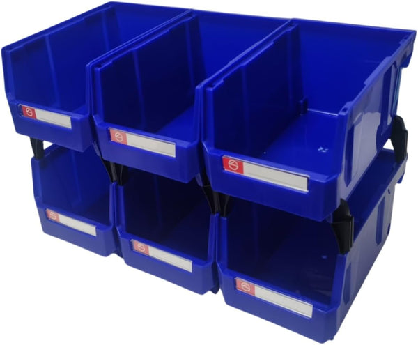 Pe&Hui 6 Pack Storage Organizer Bins, Wall Mount Parts Rack, Stackable Tool Bins for Screws and Office Supplies