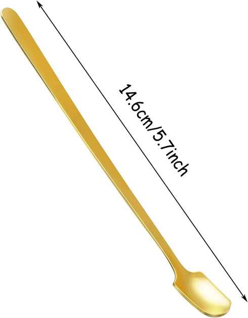 Gold Long Handle Spoon Stir Stick 5.7inch Square Head Stainless Steel Stirrer Modere Trim for Coffee Tea Mixing Stirring Tall Glasses Cold Hot Drinks Ice Cube Cocktail Milkshake Milks (3)