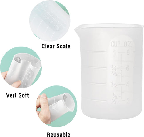 Gartful 250ml Silicone Measuring Cups, 4 PCS Nonstick Reusable Mixing Cups for DIY, Art, Craft, Easy Clean