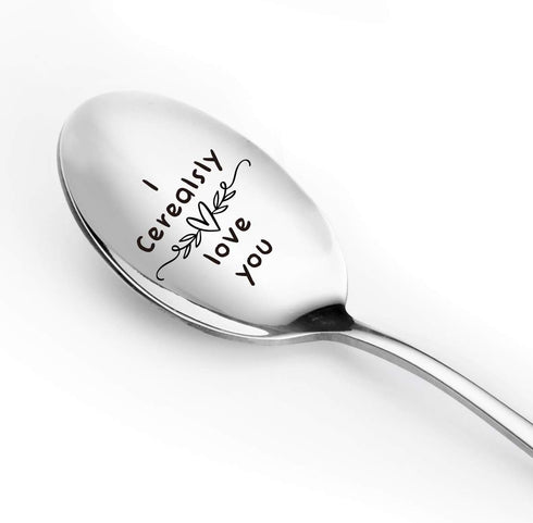 I Cerealsly Love You Spoon, Engraved Stainless Steel Funny Cereal Spoon for Cereal Lovers - Perfect Gift for Any