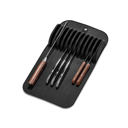Madesmart Premium Antimicrobial Classic Large Knife Mat Soft-Grip, Non-Slip Drawer, Long-Lasting Home Organization, EPA Certified, Carbon