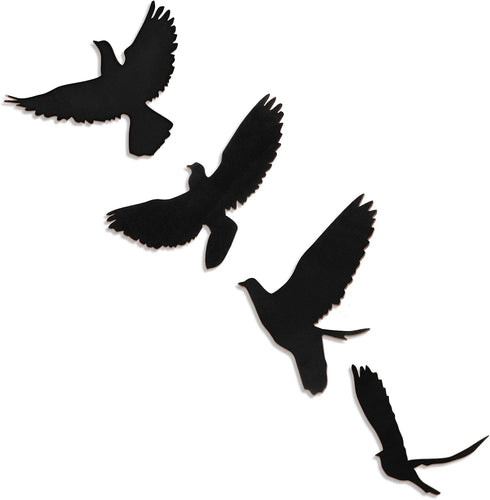 Blulu 4 Pieces Wooden Bird Wall Decor, Flying Bird Sculptures Wall Art for Home Living Room Bedroom Kitchen Decoration