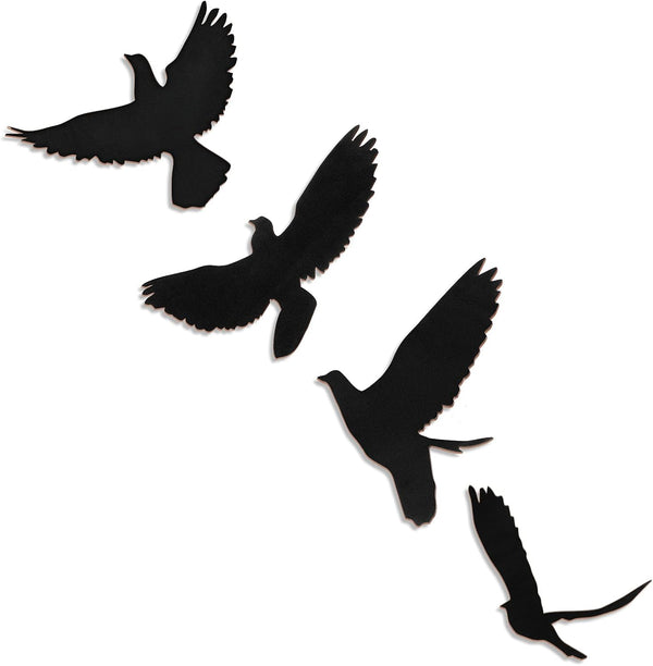 Blulu 4 Pieces Wooden Bird Wall Decor, Flying Bird Sculptures Wall Art for Home Living Room Bedroom Kitchen Decoration