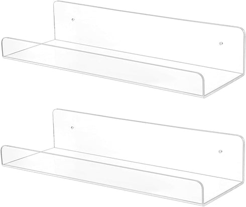 TONICE 2 Pack Acrylic Shelves for Wall 6in Floating Shelf Wall Mounted