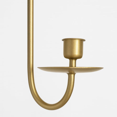 Set 2 Wall Candle Holders of Handcrafted Wrought Iron Sconces with Gold Finish, Easy to Install Modern Candle Holders