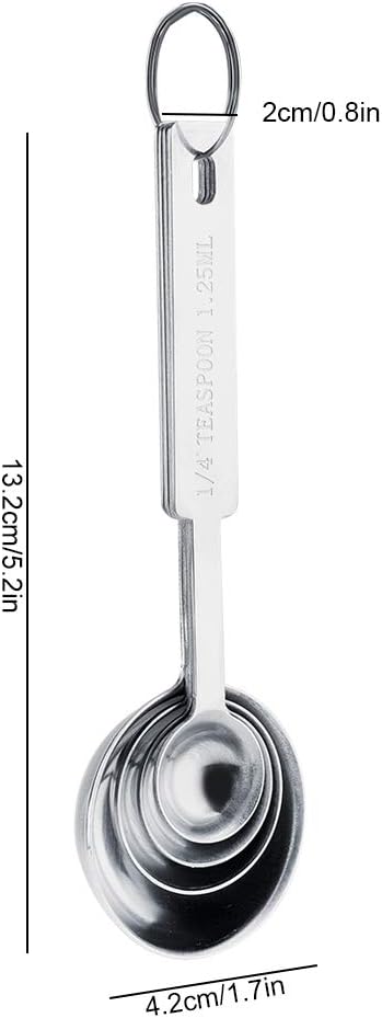 Stainless Steel Measuring Spoons Set of 4, Includes 1/10 tsp, 1/2 tsp, 1 tsp, 1 tbsp for Dry and Liquid