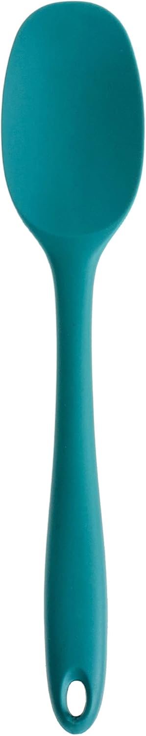 RSVP International Ela's Favorite Silicone Spatula Spoon - Turquoise, 11" | BPA-Free, Dishwasher Safe