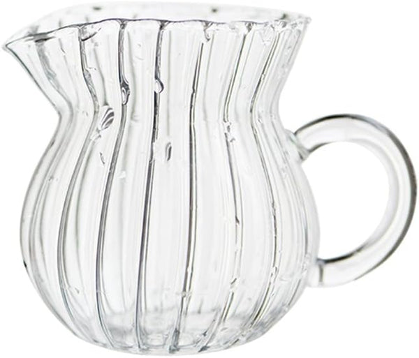 CHOOLD Creative Clear Crystal Glass Creamer Jug for Kitchen, Embossed Stripe (4/5.5/9/12oz)