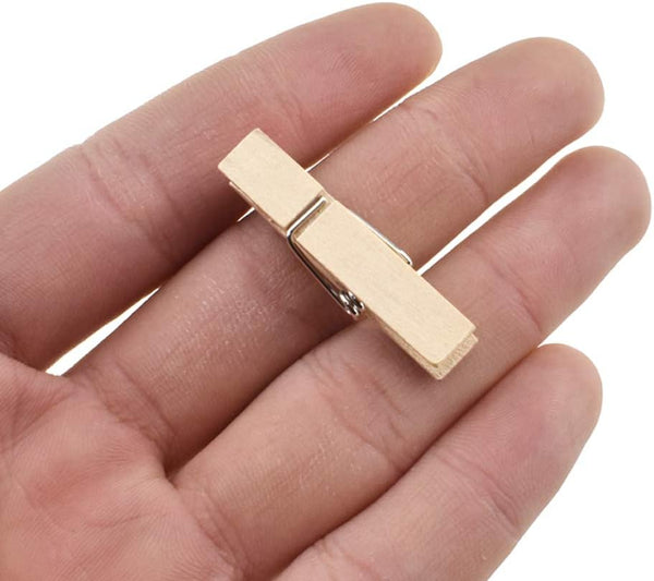 HAHIYO Wooden Clothes Pins, 60 Pack Small Clothespins, Sturdy Strong Springs for Laundry, DIY Craft
