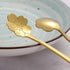 AnSaw 8 Piece Flower Scoop Set - Stainless Steel Reusable Tea Scoops for Tea Parties, Gold