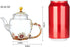 Teabloom Glass Blooming Tea Teapot for Women, Blue Rose Floral Teapot with Gold, 10.15oz/300ml Deep Coffee Color