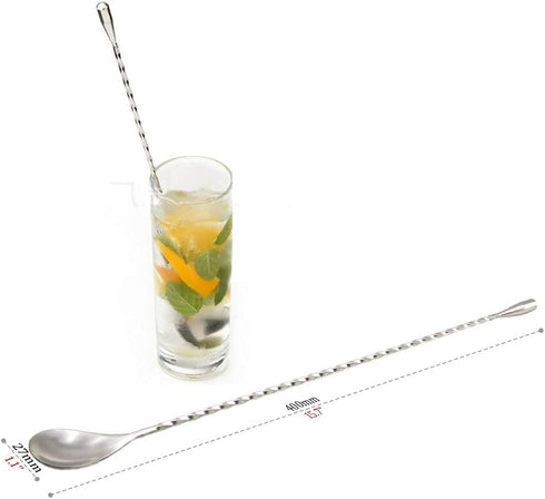 GFDesign 15.7“ Extra Long Cocktail Mixing Spoon Set - Food-Grade 18/8 Stainless Steel Stirrer for Ice Cream, Smoothies,