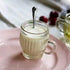 8 pack 4 oz of Wide Mouth Crystal Jelly Cup with Handle Lids(PE) and Spoons,Airtight Clear Glass Pudding Yogurt