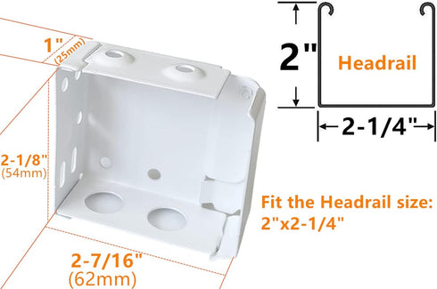 4pcs Box Mounting Bracket, 2 Sets for 2inch High Rail Venetian Blinds, White Color Head Track End Cover Holder