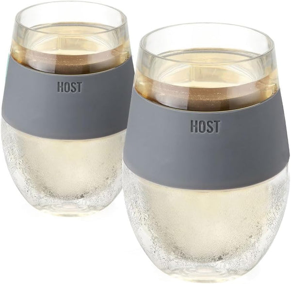 Host Wine Freeze Cooling Cups - Grey, Set of 2