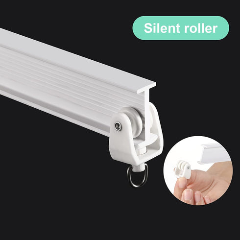 Jetec Curved Ceiling Curtain Track Bendable Mount for Bunk Bed, Bay Window Room Divider, Flexible Straight (White, 9.8