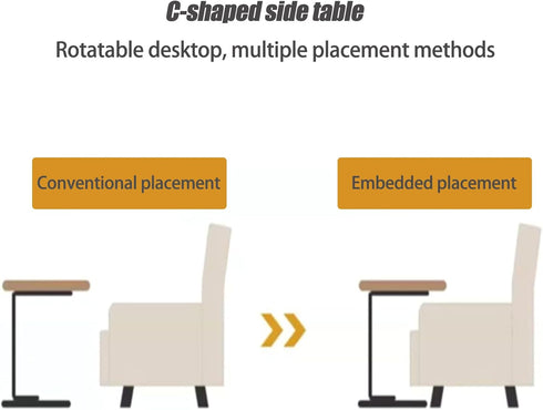 360 Pedestal Adjustable C Shaped End Tables for Small Spaces Side TableDesktop can Turn and The Height of The Sofa Side
