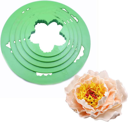 SK 5-Piece Peony Fondant Cutters Set, Sugarcraft Modeling Tools Kit for Cake Decoration, Green