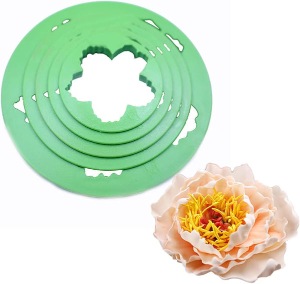 SK 5-Piece Peony Fondant Cutters Set, Sugarcraft Modeling Tools Kit for Cake Decoration, Green