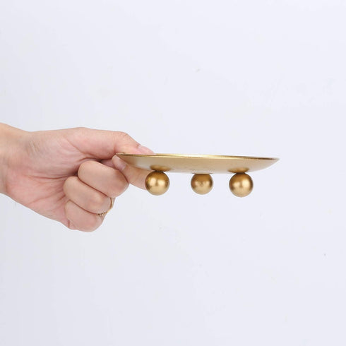 Iron Plate Candle Holder Set of 3, Gold Decorative Pillar Candle Stand for Wax Candles