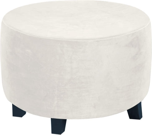 Velvet Round Ottoman Slipcover - Ottoman Covers, Footstool Protector, Storage Stool -