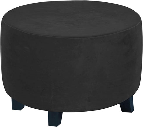 XJHKG Ottoman Slipcovers Velvet Round Sofa Stretch Bedroom Furniture Footstool Protect Covers (Color