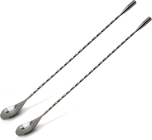 The Art of Craft Bar Spoon, 12.5” Stainless Steel Cocktail Mixing Spoon, Long Handle Spiral Design (Set of 2)