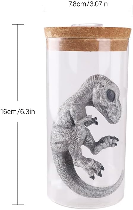 TONGQIC Unique Dinosaur in Glass Bottle Figurine - A Touch of Jurassic Charm
