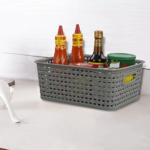 Idomy 6-Pack Plastic Storage Bins, Rectangle