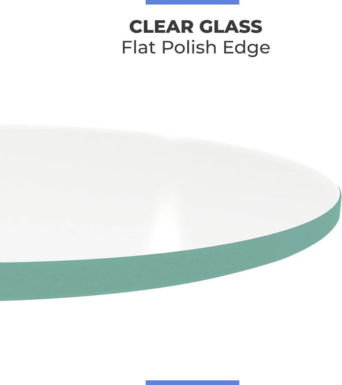 12-Inch 3/8 Round Tempered Glass Table Top, Thick, Flat Polished Edge, Durable Glass for Dining, Coffee, and Office