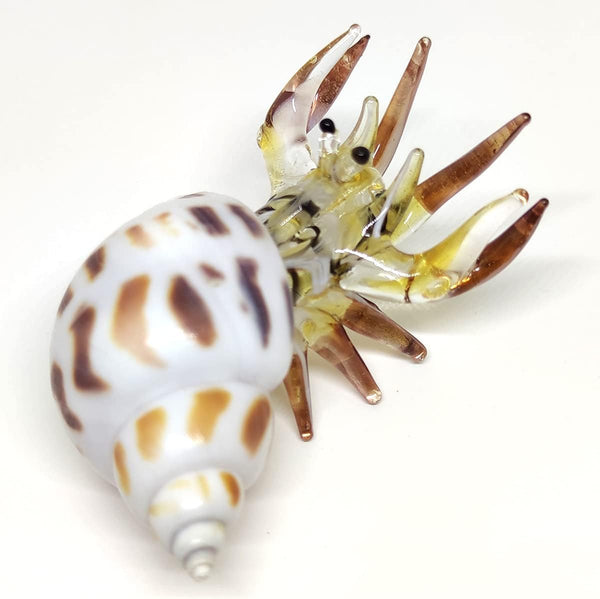 Seashell Hermit Crab Miniature Figurines Beach Animals Hand Blown Glass Art Collectible