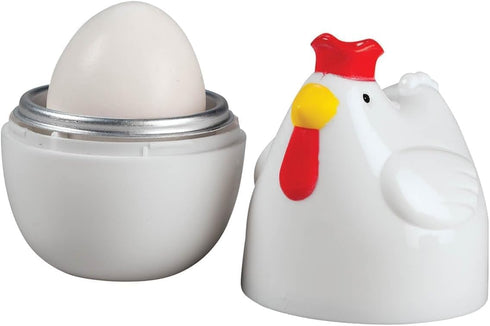 Chicken Shaped Microwave Egg Boiler for Perfectly Cooked Eggs in Minutes, Microwave Egg Cooker, White
