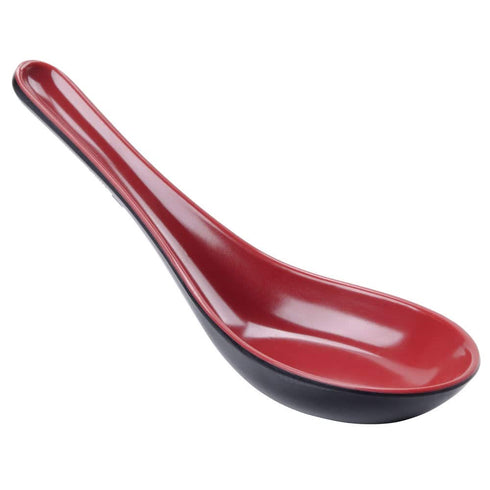 G.E.T. 6026-RB Red/Black 0.6 oz. Soup Spoon, Break Resistant Dishwasher Safe Melamine Plastic, Fuji Collection (Pack of 12)