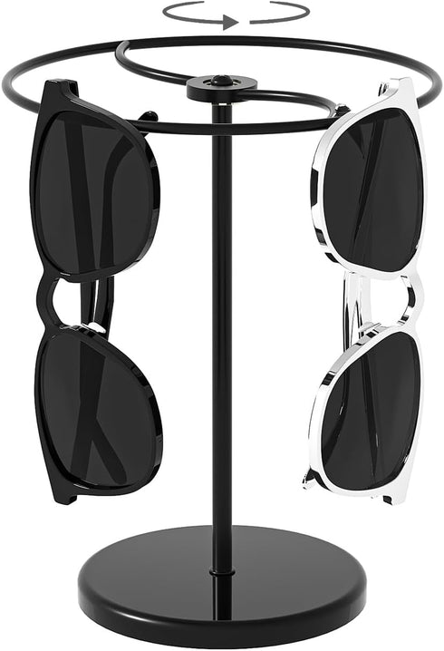 360 Rotating Sunglasses Organizer Stand, Eyewear Display Holder for Nightstand, Desk, Bedroom or Shop Selling (Black)